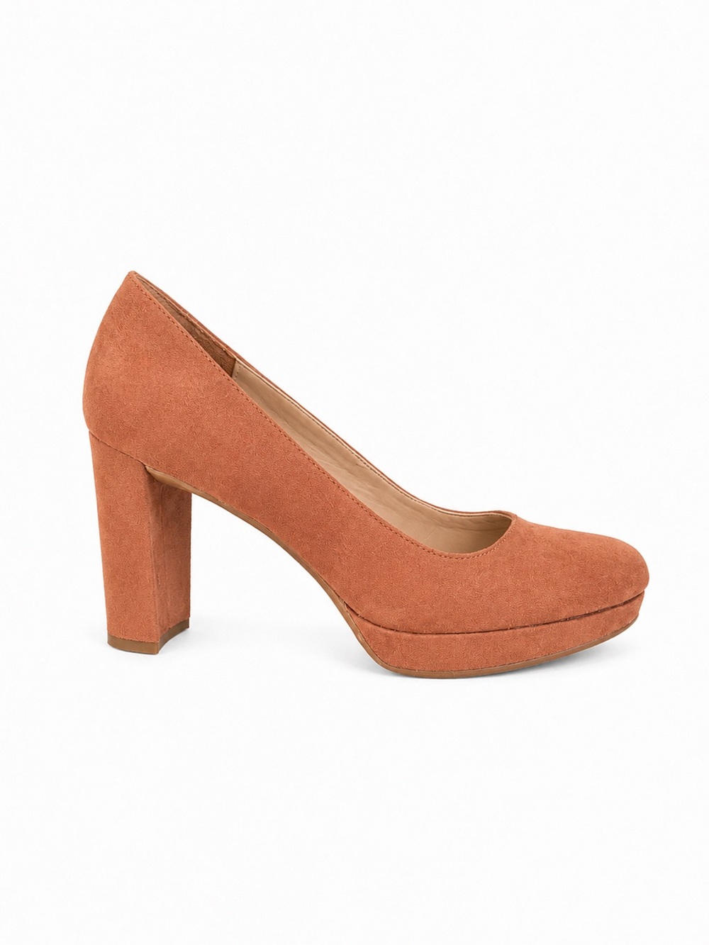 Naturalizer Michelle Suede Platform Block Heel Pumps Terracotta Tan Size 7 Wide